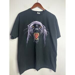 Vintage 90s Human-I-Tees Black Panther Tshirt Made in USA Rare Size Large